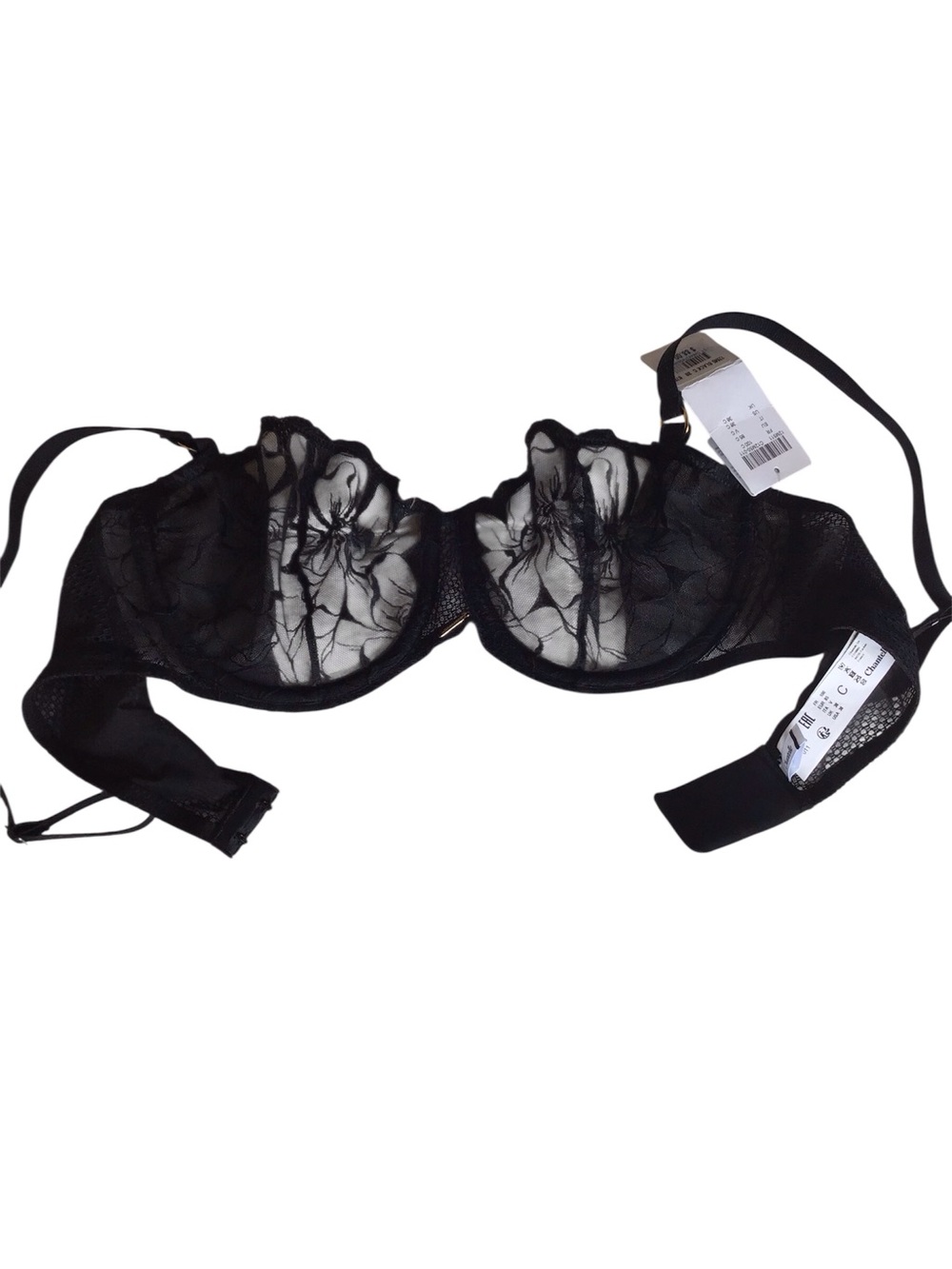 Chantelle Black Sheer Floral Lace Underwire Bra